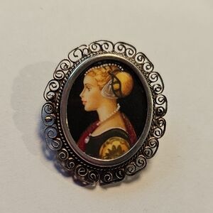 800 Silver Hand Painted Brooch/pendant